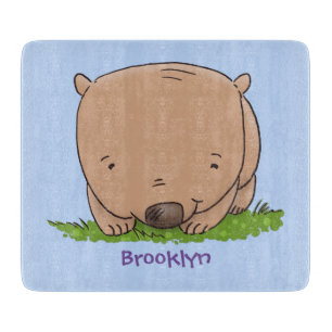 Cute baby wombat cartoon illustratie snijplank