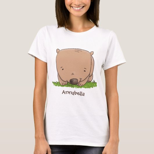 Cute baby wombat cartoon illustratie t-shirt (Voorkant)