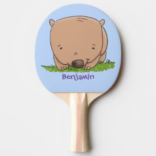 Cute baby wombat cartoon illustratie tafeltennisbatje