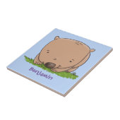 Cute baby wombat cartoon illustratie tegeltje (Zijkant)