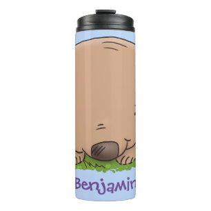 Cute baby wombat cartoon illustratie thermosbeker