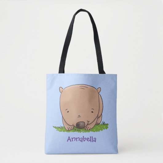 Cute baby wombat cartoon illustratie tote bag (Voorkant)