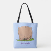 Cute baby wombat cartoon illustratie tote bag (Achterkant)