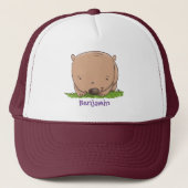 Cute baby wombat cartoon illustratie trucker pet (Voorkant)