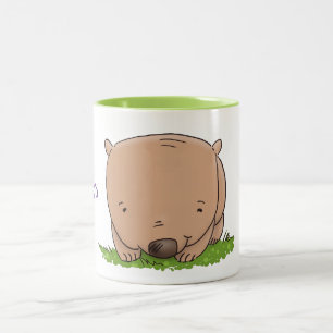 Cute baby wombat cartoon illustratie tweekleurige koffiemok