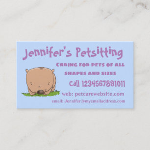 Cute baby wombat cartoon illustratie visitekaartje