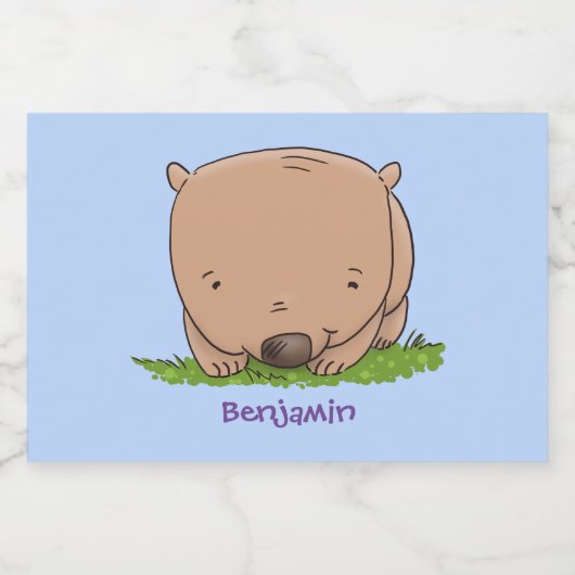 Cute baby wombat cartoon illustratie voedselcontainer etiket (Enkel label)