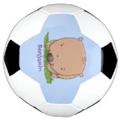 Cute baby wombat cartoon illustratie voetbal (Gedraaid)
