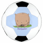 Cute baby wombat cartoon illustratie voetbal (Voorkant)