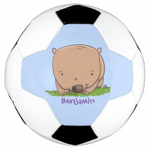 Cute baby wombat cartoon illustratie voetbal