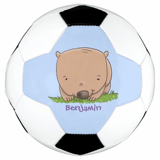 Cute baby wombat cartoon illustratie voetbal (Voorkant)
