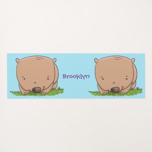 Cute baby wombat cartoon illustratie yogamat (Achterkant (horizontaal))