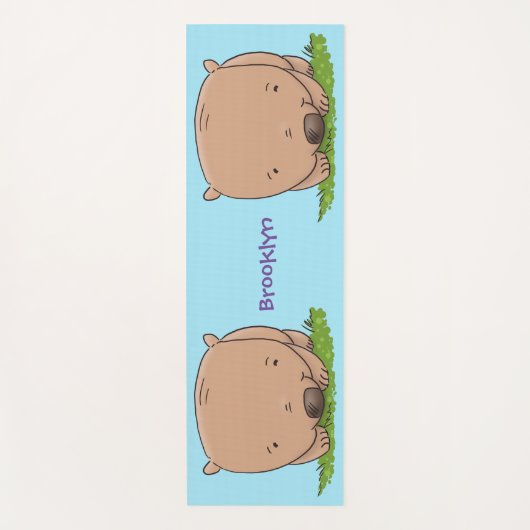 Cute baby wombat cartoon illustratie yogamat (Voorkant)