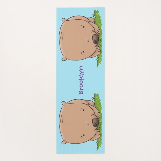 Cute baby wombat cartoon illustratie yogamat (Achterkant)