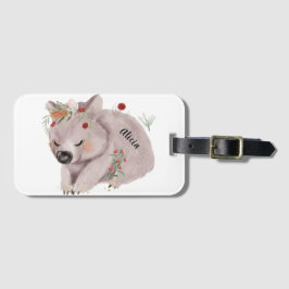 Cute Baby Wombat Gold Speckle Custom Name Bagagelabel