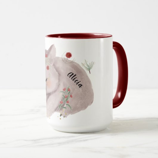 Cute Baby Wombat Gold Speckle Custom Name Mok (Voorkant rechts)