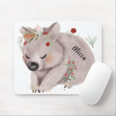Cute Baby Wombat Gold Speckle Custom Name Muismat (Met muis)