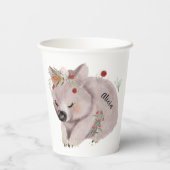Cute Baby Wombat Gold Speckle Custom Name Papieren Bekers (Achterkant)
