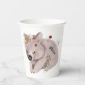 Cute Baby Wombat Gold Speckle Custom Name Papieren Bekers (Voorkant)