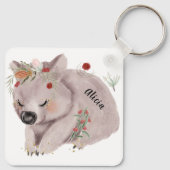Cute Baby Wombat Gold Speckle Custom Name Sleutelhanger (Achterkant)