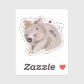 Cute Baby Wombat Gold Speckle Custom Name Sticker (Vel)