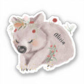 Cute Baby Wombat Gold Speckle Custom Name Sticker (Voorkant)
