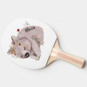 Cute Baby Wombat Gold Speckle Custom Name Tafeltennisbatje (Zijkant)
