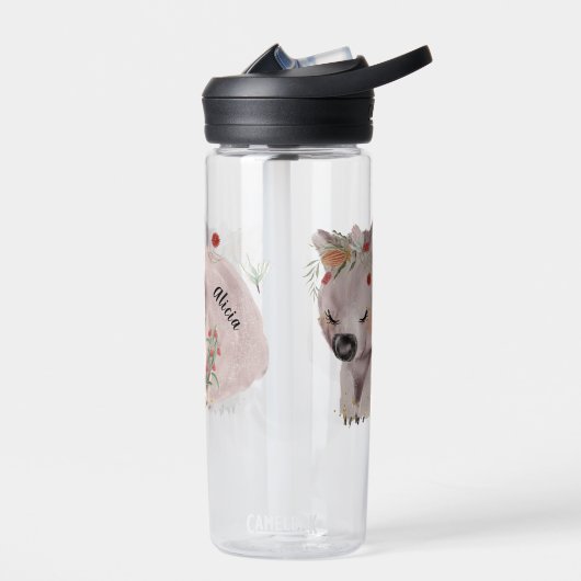 Cute Baby Wombat Gold Speckle Custom Name Waterfles (Links)