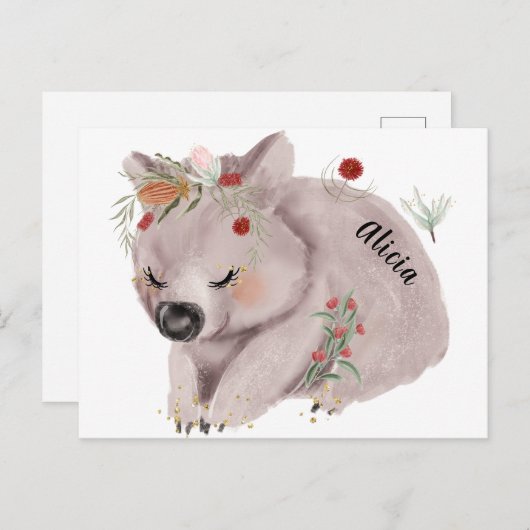 Cute Baby Wombat Gold Spectrum Custom Briefkaart (Voorkant / Achterkant)