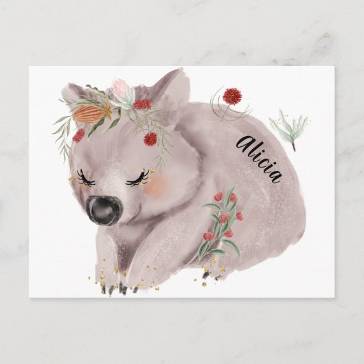 Cute Baby Wombat Gold Spectrum Custom Briefkaart (Voorkant)