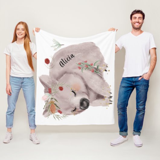 Cute Baby Wombat Gold Spectrum Custom Fleece Deken (In situ)