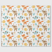 Cute Baby Woodland Animals Wrapping Paper Cadeaupapier (Vlak)