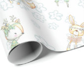 Cute Baby Woodland Forest Animals Fox Bunny Cadeaupapier (Rol Hoek)