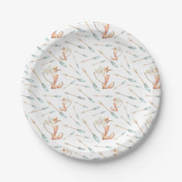 Cute Baby Woodland Fox en Arrows Papieren Bordje