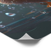 Cute Baby yellow Duck danst in de regen gepersonal Poster (Hoek)