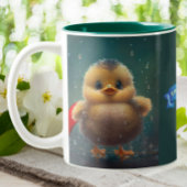 Cute Baby yellow Duck in Rain Quote Persoonlijk Tweekleurige Koffiemok