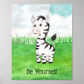 Cute Baby Zebra ben uw eigen Citaat Nursery Poster (Voorkant)