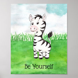 Cute Baby Zebra ben uw eigen Citaat Nursery Poster