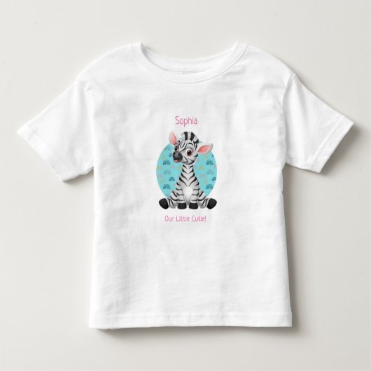 Cute Baby Zebra Cartoon, DIY-naam & Jouw tekst Roz Kinder Shirts (Voorkant)