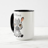 Cute Baby Zebra Cartoon, Personalize Child's Name Mok (Voorkant links)