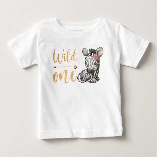 Cute Baby Zebra Floral Wild One (Voorkant)