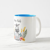 Cute Baby Zebra Flower Wreath Custom Name Mug Tweekleurige Koffiemok (Voorkant rechts)