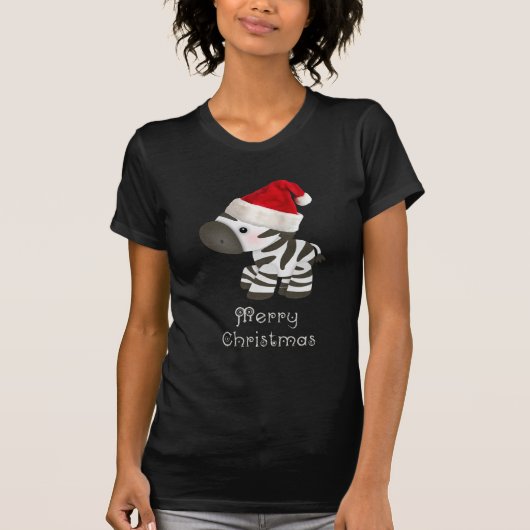 Cute Baby Zebra in Santa Hat T-shirt (Voorkant)