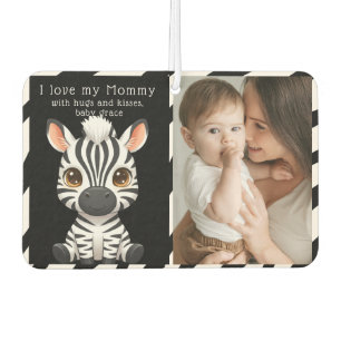 Cute Baby Zebra Kunst, naam kind & Bericht foto Luchtverfrisser