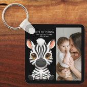Cute Baby Zebra Kunst, naam kind & Bericht foto Sleutelhanger (Voorkant)