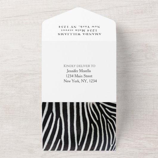 Cute Baby Zebra Safari Jingle Black Waterverf All In One Uitnodiging (Buitenkant)