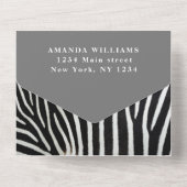 Cute Baby Zebra Safari Oerwoud Black Waterverf All In One Uitnodiging (Achterkant)