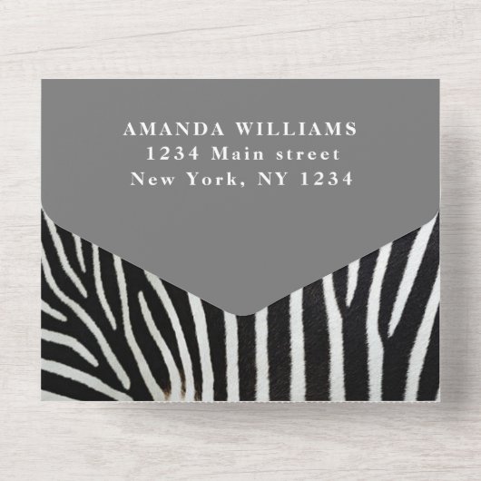 Cute Baby Zebra Safari Oerwoud Black Waterverf All In One Uitnodiging (Achterkant)