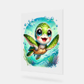 Cute Baby Zeeschildpad Zwemt in Oceaan Acryl Bord (Hoek)