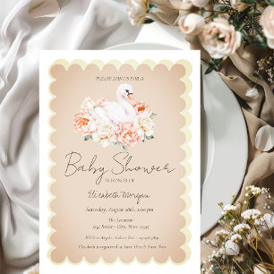 Cute Baby Zwaan Rozen Baby Shower Kaart